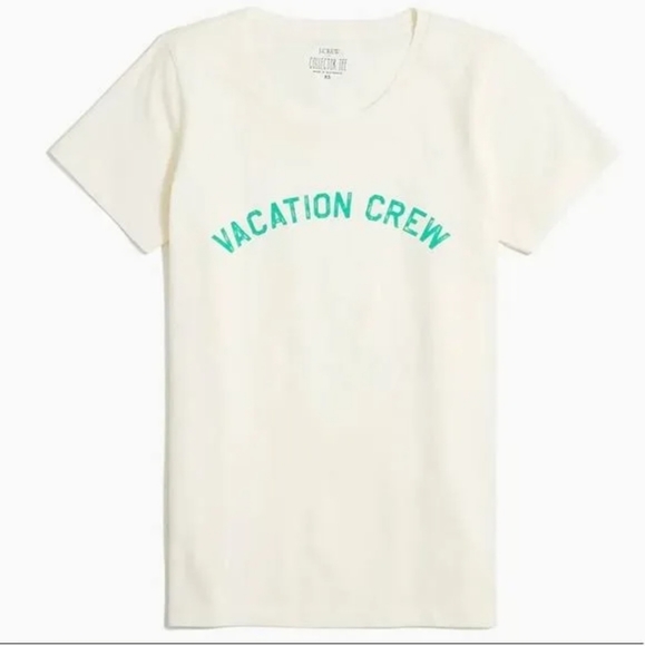 NWT J.Crew fun vacay tee. Sizes Large and Medium. Vacation Crew in faded green - Picture 2 of 14